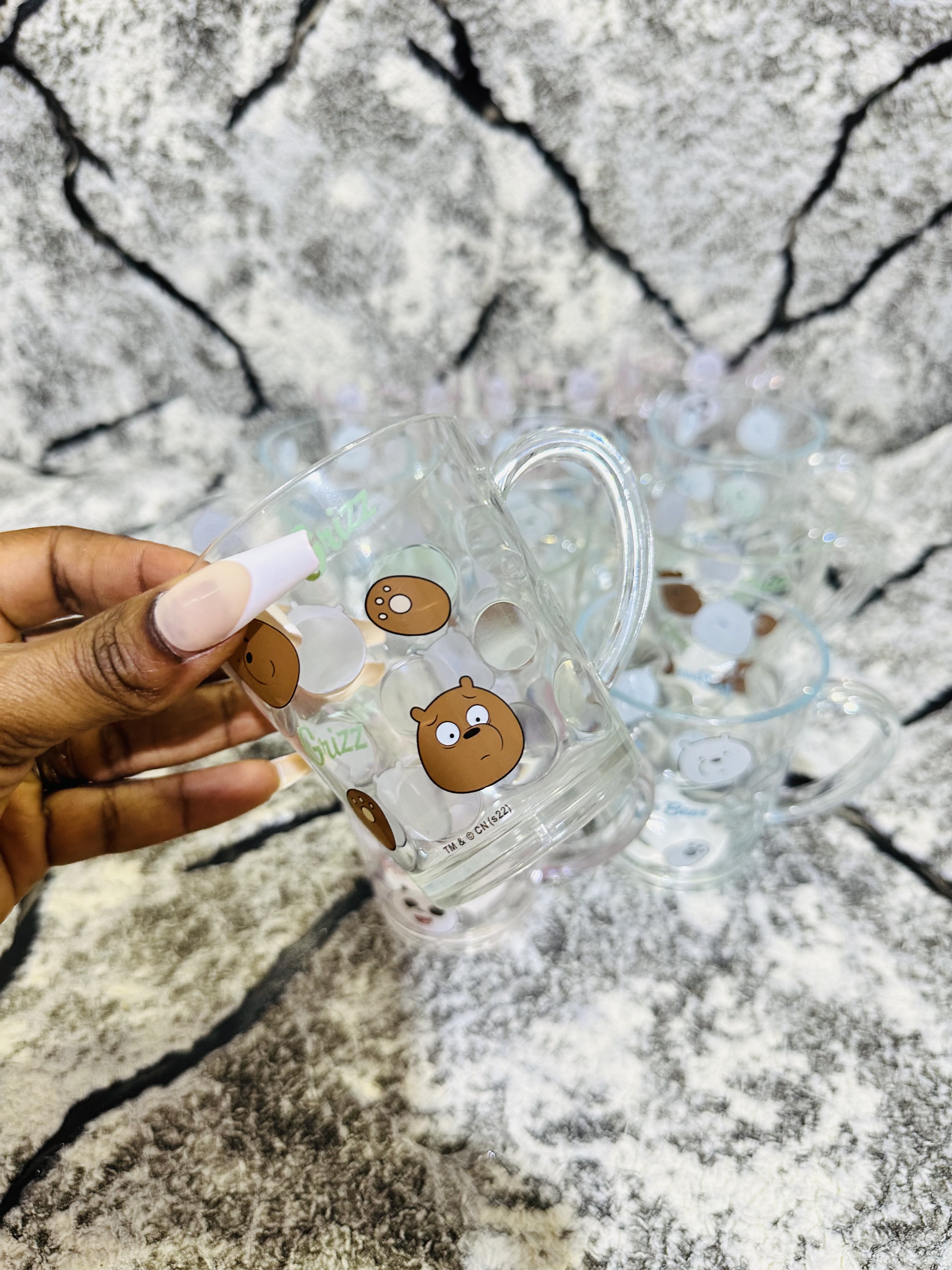 Acrylic see through cup with handle 